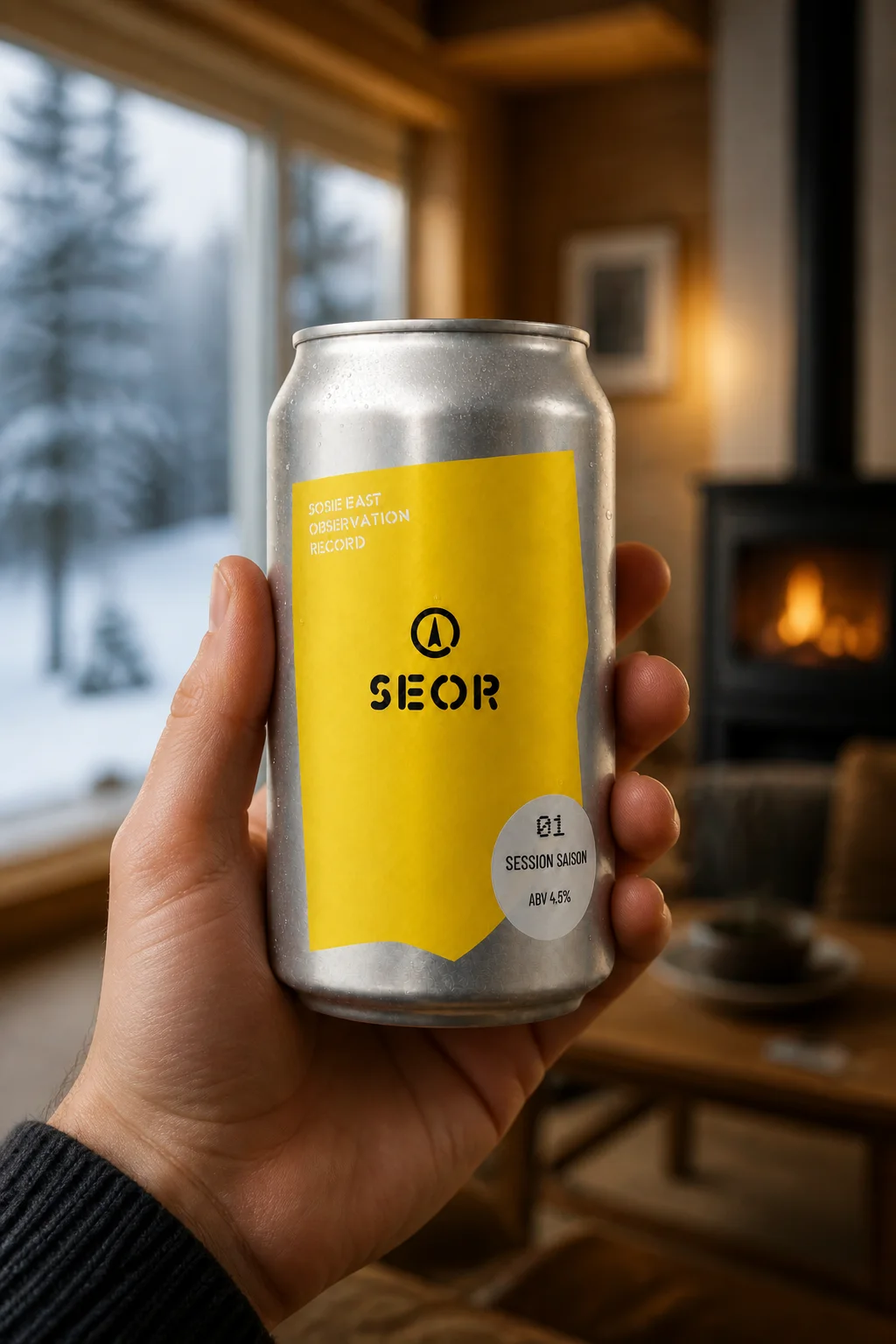 SEOR #01の缶を手にしたイメージビジュアル